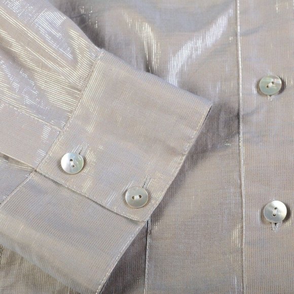 Chicos LS V-Neck Button Up Blouse | NWT | 1 (Small) | Silver Metallic - Picture 7 of 16